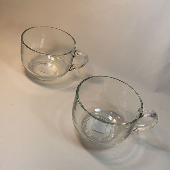 World Market Large Clear Glass Coffee Tea Cocoa Liquor Home Bar Mugs Set 2 New - Picture 2 of 4